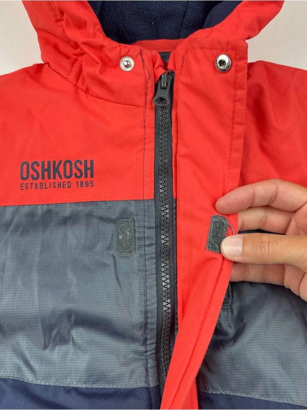 OshKosh B'gosh Orange Navy Blue Hooded Full Zip Coat Lined Camouflage Boy 3T